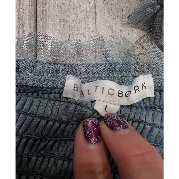 Baltic Born Clementine Blue Floral Midi Bohemian Smocked Tulle Dress - Picture 14 of 14